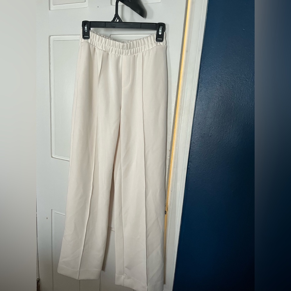 Elegant Cream Wide-Leg Pants